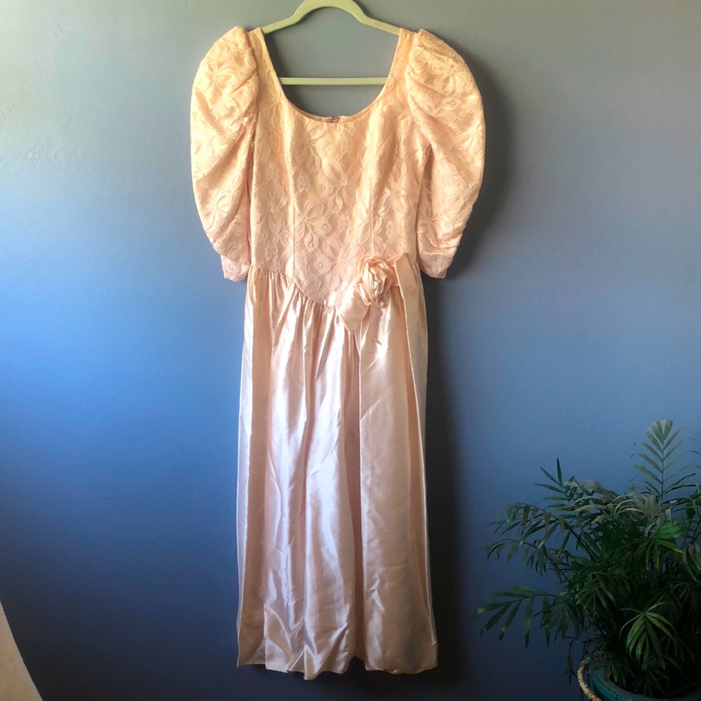 Vintage 80’s pink, lace and satin dress